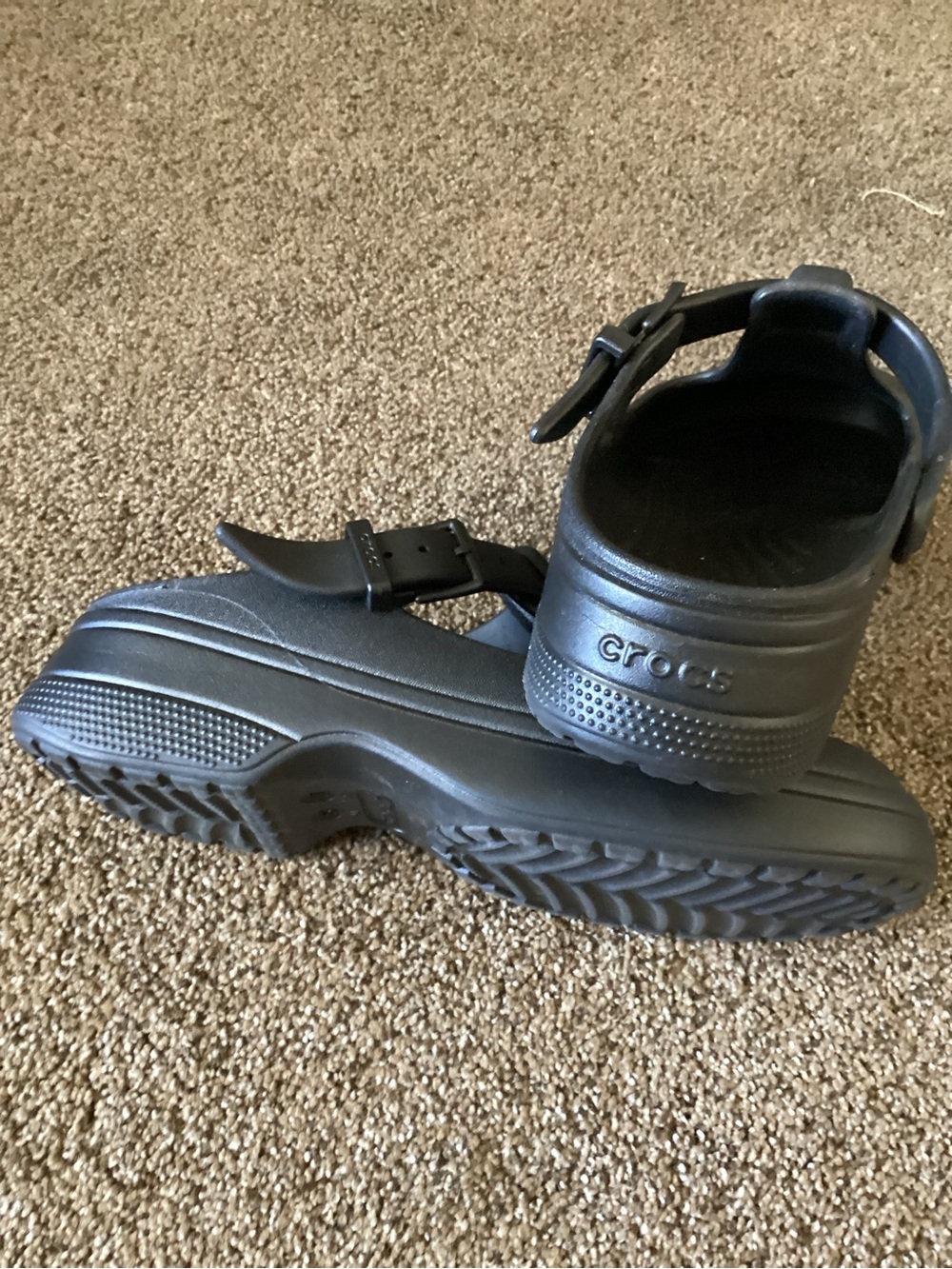 CROCS Black Women's Slip-On Clog Sandals with Adjustable Strap - Picture 5 of 5